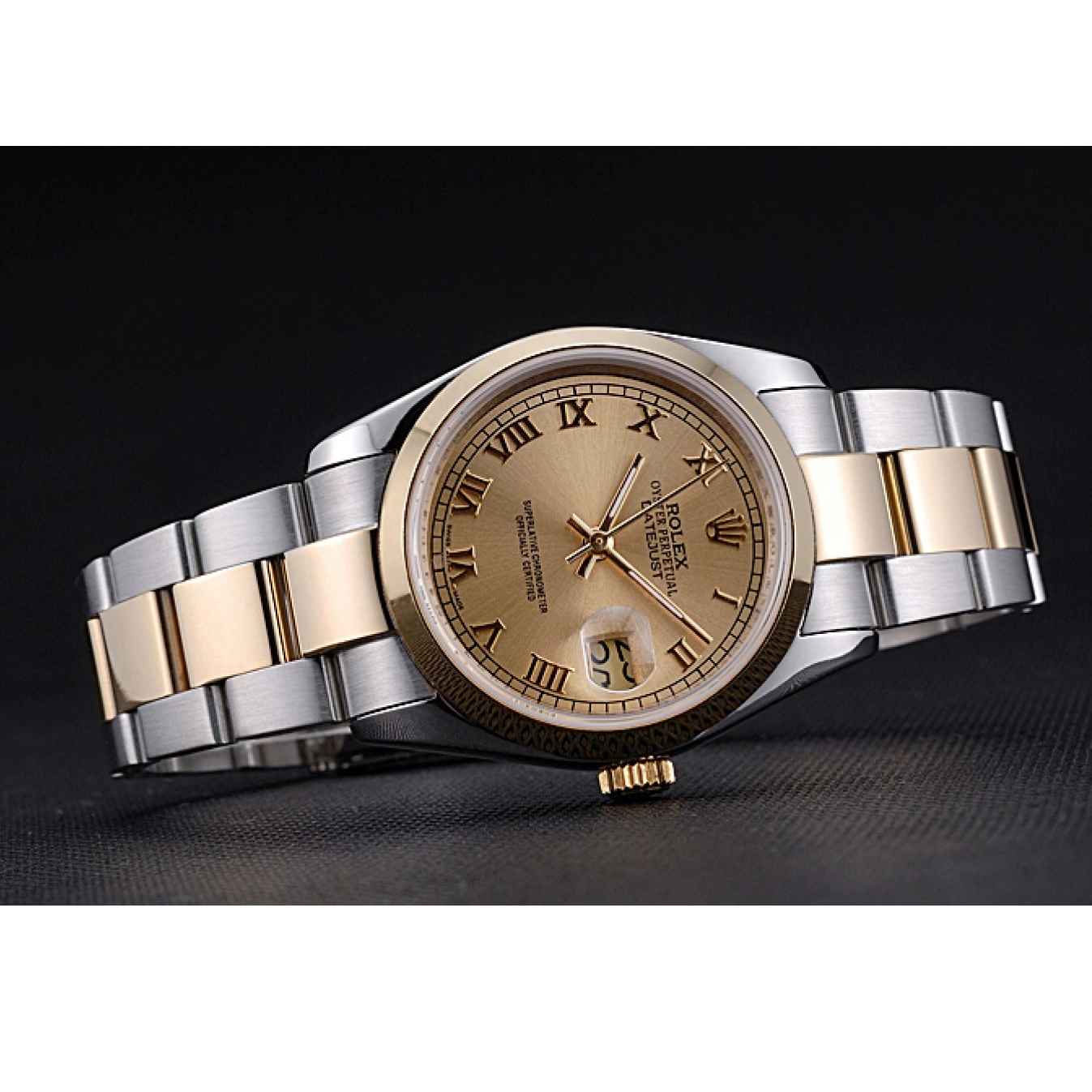 Aaa fake watches Case Gold Steel And Rolex Gold Stainless Dial 622265 Datejust 0801